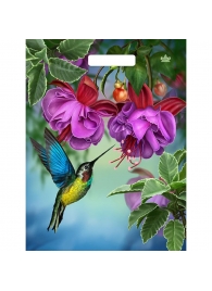 Пакет с принтом в виде колибри в цветах с вырубной ручкой (31х40 см) - Сима-Ленд - купить с доставкой в Екатеринбурге