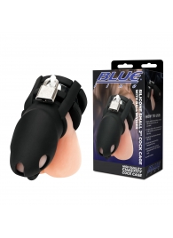 Черная клетка для пениса Silicone Small 2 in Cock Cage With Ball Divider - BlueLine - купить с доставкой в Екатеринбурге