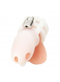 Белая клетка для пениса Silicone Small 2 in Cock Cage With Ball Divider - BlueLine - купить с доставкой в Екатеринбурге