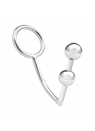 Кольцо на пенис с анальным стимулятором Two Bead Stainless Steel Anal Hook   Cock Ring - BlueLine - в Екатеринбурге купить с доставкой