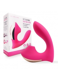 Розовый  L-образный вибромассажёр с вакуумной стимуляцией 3,5’’ Silicone Billow Suction Lover - Erokay