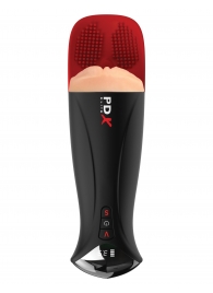 Телесный мастурбатор-вагина в черной колбе с вибрацией Fuck-O-Matic Pro XL - Pipedream - в Екатеринбурге купить с доставкой