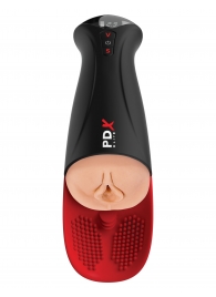 Телесный мастурбатор-вагина в черной колбе с вибрацией Fuck-O-Matic Pro XL - Pipedream - в Екатеринбурге купить с доставкой