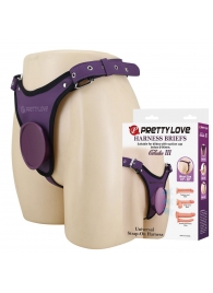 Фиолетовые трусики харнесс с платформой Caludio III - Baile - купить с доставкой в Екатеринбурге