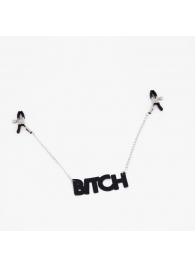 Зажимы на соски с кожаной подвеской Bitch - Crazy Handmade - купить с доставкой в Екатеринбурге
