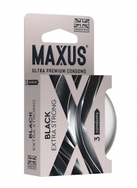 Черные утолщенные презервативы MAXUS Extra Strong с железным кейсом - 3 шт. - Maxus - купить с доставкой в Екатеринбурге