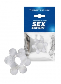 Прозрачное эрекционное кольцо с 6 стимулирующими шариками - Sex Expert - в Екатеринбурге купить с доставкой