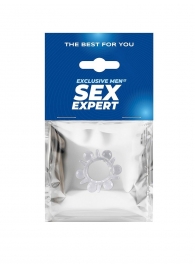 Прозрачное эрекционное кольцо с шариками и шипами - Sex Expert - в Екатеринбурге купить с доставкой