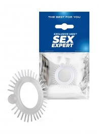 Эластичное эрекционное кольцо с шипиками и шариком - Sex Expert - в Екатеринбурге купить с доставкой