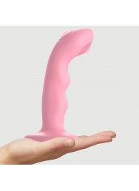 Розовая насадка-стимулятор Strap-On-Me Tapping Dildo Wave - Strap-on-me - купить с доставкой в Екатеринбурге