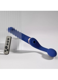 Синий безремневой страпон Multi Orgasm Bendable Strap-On size L с клиторальной стимуляцией - Strap-on-me - купить с доставкой в Екатеринбурге