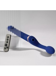 Синий безремневой страпон Multi Orgasm Bendable Strap-On size XL с клиторальной стимуляцией - Strap-on-me - купить с доставкой в Екатеринбурге