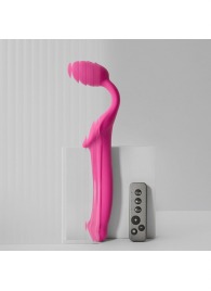 Ярко-розовый безремневой страпон Strap-on-me Vibrating Bendable Strap-On size L - Strap-on-me - купить с доставкой в Екатеринбурге