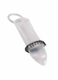 Закрытая насадка на пенис с подхватом мошонки и стимулирующими «ресничками» - Sextaz - в Екатеринбурге купить с доставкой