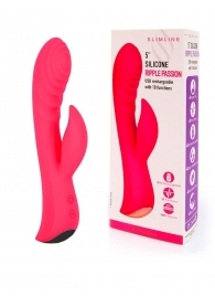 Красный перезаряжаемый вибратор-кролик - 19,1 см. - Erokay