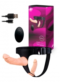 Женский страпон с 2 насадками, вибрацией и пультом ДУ - Erowoman-Eroman - купить с доставкой в Екатеринбурге