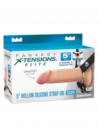 Телесный пустотелый фаллопротез 5’’ Hollow Silicone Strap-On - 14 см. - Pipedream - купить с доставкой в Екатеринбурге