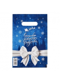 Сине-белый подарочный новогодний пакет с вырубной ручкой (20х30 см) - Сима-Ленд - купить с доставкой в Екатеринбурге