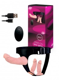 Женский страпон с 3 насадками и вибрацией - Erowoman-Eroman - купить с доставкой в Екатеринбурге