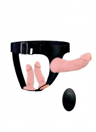 Женский страпон с 3 насадками и вибрацией - Erowoman-Eroman - купить с доставкой в Екатеринбурге