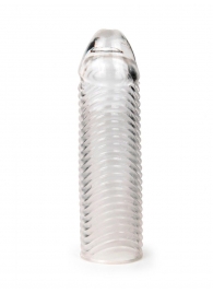 Прозрачная закрытая насадка на пенис с ребрышками - 16 см. - Sex Expert - в Екатеринбурге купить с доставкой