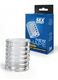 Прозрачная сквозная насадка на пенис с ребрышками - Sex Expert - в Екатеринбурге купить с доставкой
