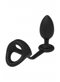 Черное эрекционное кольцо с анальной пробкой Cockstrap With Anal Plug - Dream Toys - в Екатеринбурге купить с доставкой