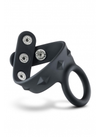 Черное эрекционное кольцо с подхватом мошонки на кнопках VS6 - Blush Novelties - в Екатеринбурге купить с доставкой