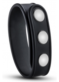 Черное эрекционное кольцо на кнопках - Blush Novelties - в Екатеринбурге купить с доставкой