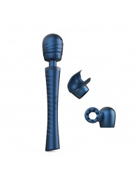Синий вибромассажёр с насадками Man.wand Edgy - Manwan - в Екатеринбурге купить с доставкой