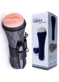 Телесный мастурбатор-вагина в черной колбе с вибрацией - Boys of Toys - в Екатеринбурге купить с доставкой
