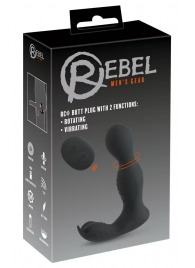 Черная анальная пробка с вибрацией, вращением и пультом ДУ RC Butt Plug with 2 Functions - Orion - в Екатеринбурге купить с доставкой