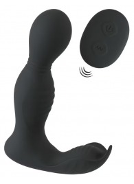 Черная анальная пробка с вибрацией, вращением и пультом ДУ RC Butt Plug with 2 Functions - Orion - в Екатеринбурге купить с доставкой