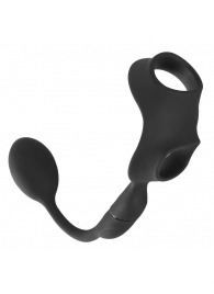Черное виброкольцо с анальной пробкой Cock Ring with RC Butt Plug - Orion - в Екатеринбурге купить с доставкой