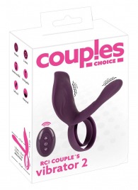 Фиолетовая насадка на член с клиторальным отростком и пультом ДУ RC Couple’s Vibrator 2 - Orion - в Екатеринбурге купить с доставкой