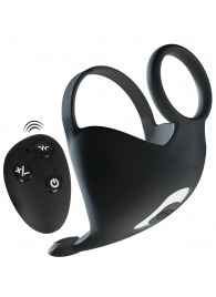 Черная вибронасадка для эрекции и стимуляции мошонки Cock ring with RC ball massager - Orion - в Екатеринбурге купить с доставкой