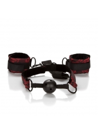 Кляп с наручниками Breathable Ball Gag With Cuffs - California Exotic Novelties - купить с доставкой в Екатеринбурге