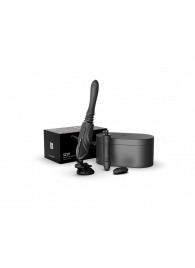 Черная секс-машина с функцией нагрева, насадками и присоской Sesh - Zalo - купить с доставкой в Екатеринбурге