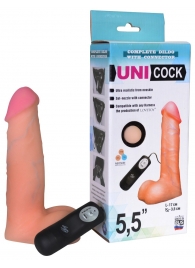 Фаллическая насадка Харнесс UNICOCK 5,5  с вибрацией - 17 см. - LOVETOY (А-Полимер) - купить с доставкой в Екатеринбурге