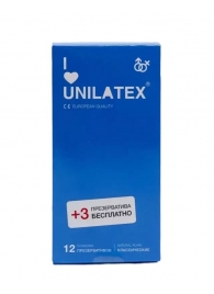 Классические презервативы Unilatex Natural Plain - 12 шт. + 3 шт. в подарок - Unilatex - купить с доставкой в Екатеринбурге