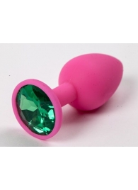Розовая анальная пробка с зеленым кристаллом - 9,5 см. - 4sexdreaM - купить с доставкой в Екатеринбурге