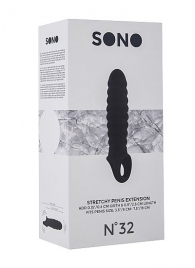Чёрная ребристая насадка Stretchy Penis Extension No.32 - Shots Media BV - в Екатеринбурге купить с доставкой