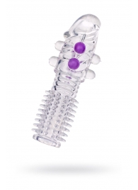 Гелевая прозрачная насадка с шариками и шипами - 14 см. - Toyfa Basic - в Екатеринбурге купить с доставкой