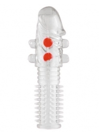 Гелевая прозрачная насадка с шариками и шипами - 14 см. - Toyfa Basic - в Екатеринбурге купить с доставкой