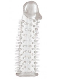 Прозрачная насадка на половой член с закрытой головкой и шипами - 12,5 см. - Toyfa Basic - в Екатеринбурге купить с доставкой