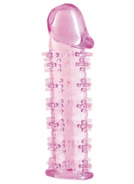 Гелевая розовая насадка на фаллос с шипами - 12 см. - Toyfa Basic - в Екатеринбурге купить с доставкой