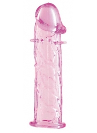 Гладкая розовая насадка с усиками под головкой - 12,5 см. - Toyfa Basic - в Екатеринбурге купить с доставкой