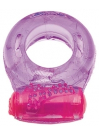 Фиолетовое эрекционное кольцо с виброэлементом в верхней части - Toyfa Basic - в Екатеринбурге купить с доставкой
