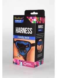 Сине-чёрные трусики-джоки Kanikule Strap-on Harness universal Comfy Jock с плугом и кольцами - Kanikule - купить с доставкой в Екатеринбурге