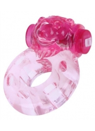 Розовое эрекционное виброкольцо  Медвежонок - White Label - в Екатеринбурге купить с доставкой